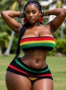 Confident curvy UK phone chat model Kalisha Maré with braided hair and vibrant style outdoors