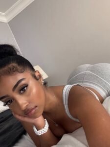 Elegant curvy woman with calm dominant expression