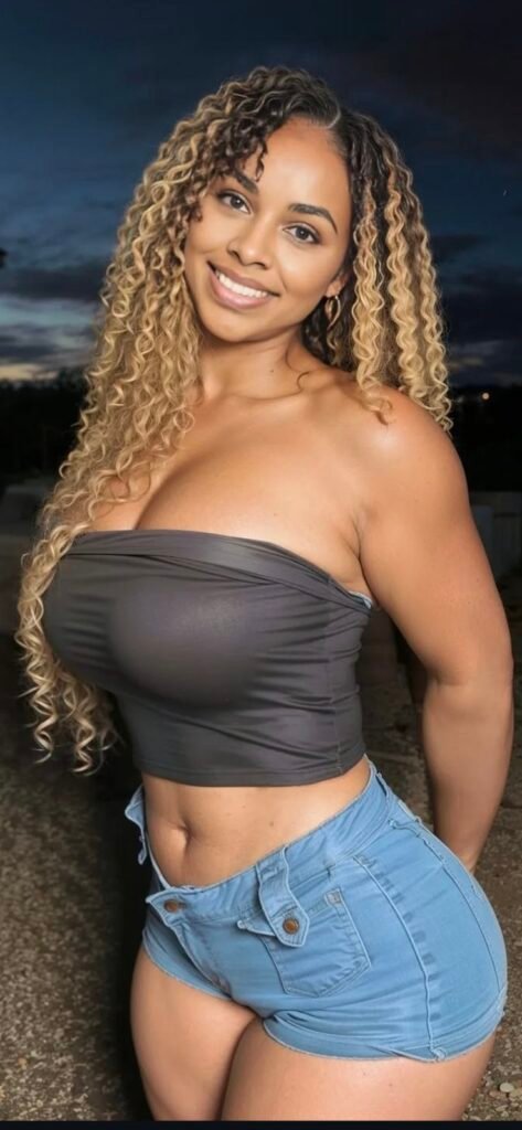 Curvy woman smiling outdoors representing phone sex chat UK and adult chat with horny girls