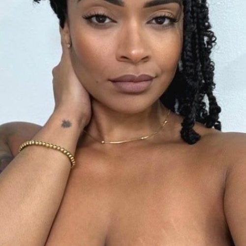 Elegant FemDom companion with natural twist braids Confident woman with sophisticated natural beauty Premium fetish phone chat profile image Curvy dominant female companion portrait Glamorous FemDom profile photograph Premium fantasy companion with elegant style Modern adult chatline profile picture