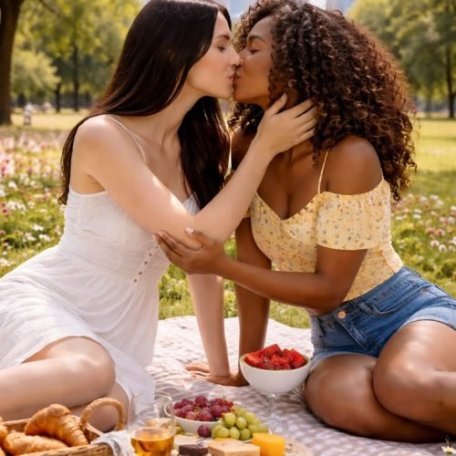Girls on girls chat UK profile featuring two women enjoying a picnic Lesbian phone chat UK female duo in a park Women seeking women chat profile with summer picnic Girls on girls phone chat UK profile image Lesbian chat lines UK romantic outdoor couple Adult chat UK girls on girls category profile